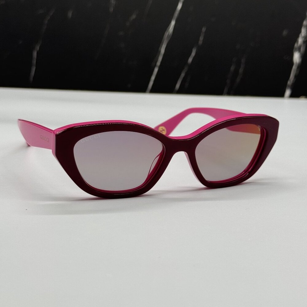 NEW GUCCI GG1638S 003 BURGUNDY FUCHSIA CAT EYE WOMEN SUNGLASSES - Picture 4 of 13